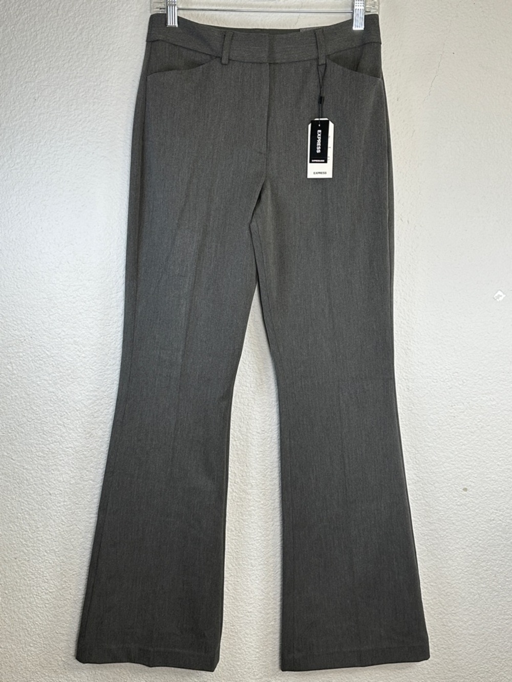 Express Editor Flare Pant Mid Rise Gray Womens 4R Trousers Work Office NWT $80‎